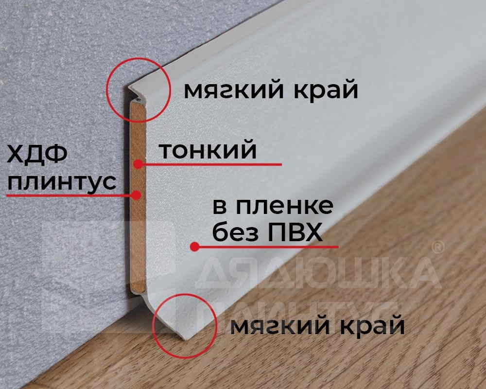 Плинтус ХДФ Dollken S100 100 мм х 2,575м 1202 Светло-серый